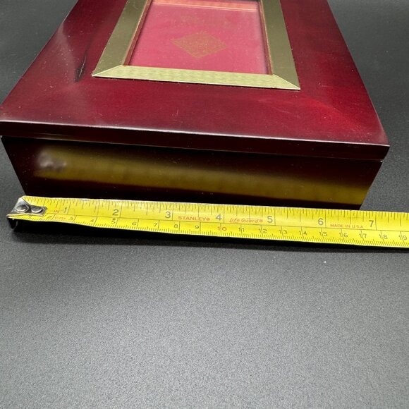 Vintage Wood Keepsake Jewelry Box and Photo Frame Burgundy Gold Accent - Picture 9 of 9